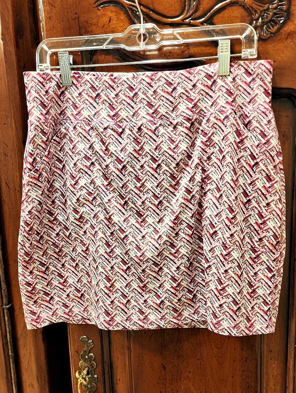 Kate Lord Collection Geometric Mini Skirt in Pink & White Size Medium Like New